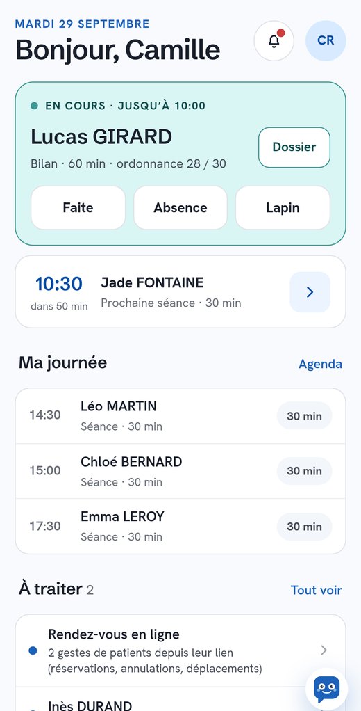 L’écran Aujourd’hui d’Othalys sur un téléphone